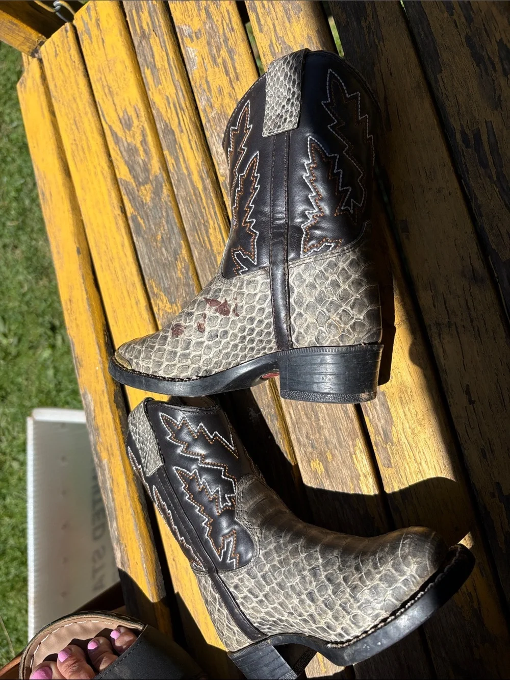 Durango Natural Snakeskin-Textured Kids' Boot authentic